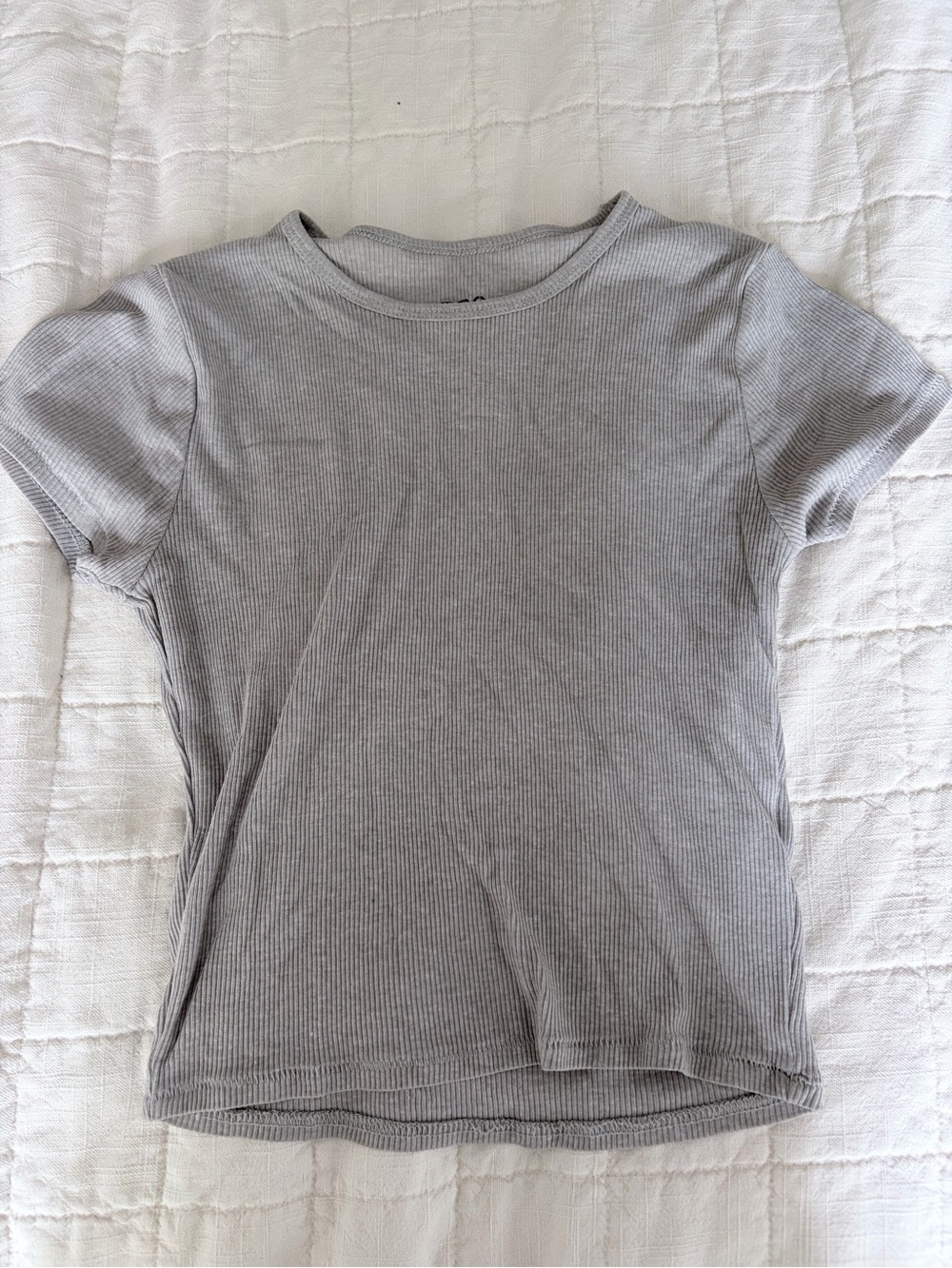 BDG Light Gray Ribbed Crew Neck Tee